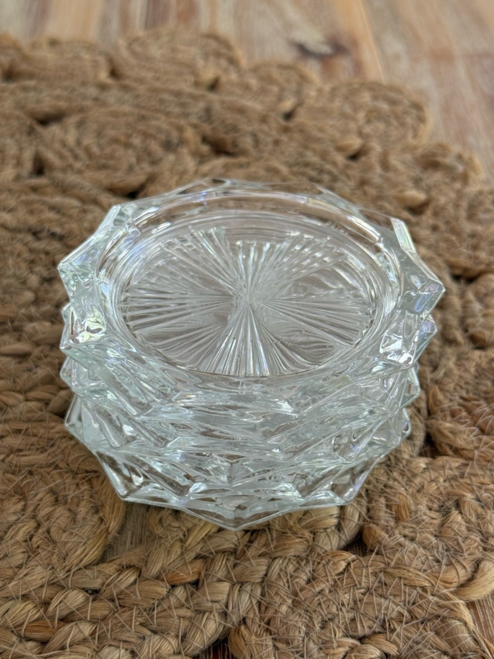 Vintage Pressed Glass Coaster Set Reims France Set of Six
